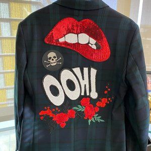ZARA MEN OOH! SKULL/LIPS SEQUIN BLAZER